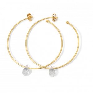 Flirtatious Barcelona Gold Hoops with Quartz