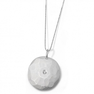 Parisianne Moon Disc Pendant Diamond in Silver