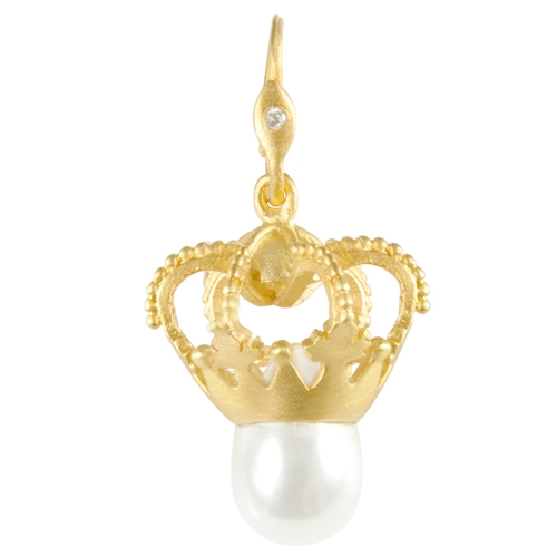 Regal Crown Pendant Gold with Pearl