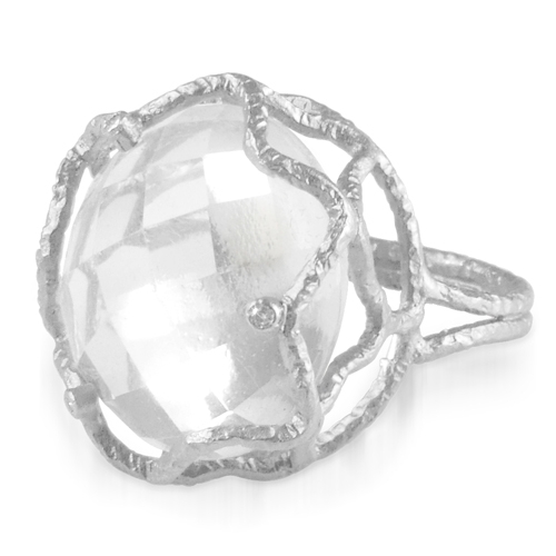Regal Ring Silver Natural Quartz